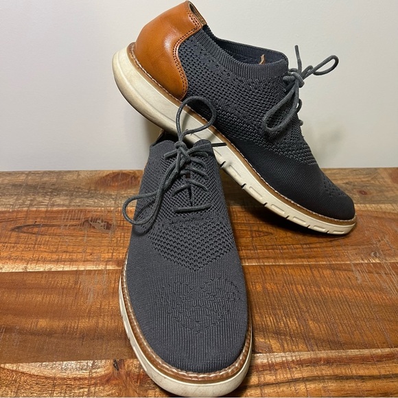Nautica Charcoal Knit Oxfords with Leather Accents, Men’s 7.5 - Picture 1 of 7